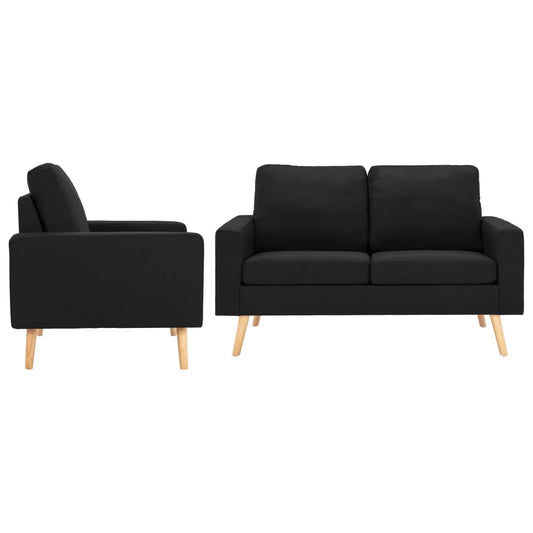 2 pcs conjunto de sofás tecido preto
