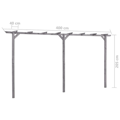 Pérgola de jardim 400x40x205 cm pinho impregnado cinzento
