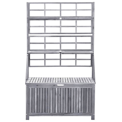 Caixa de arrumação com treliça 99x55x160 cm acácia maciça cinza