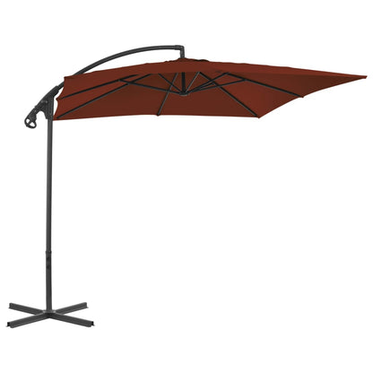 Guarda-sol jardim cantilever c/ poste aço 250x250 cm terracota
