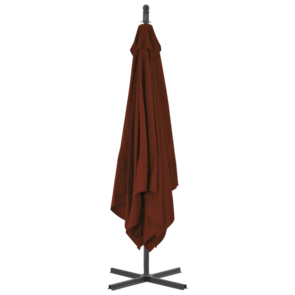 Guarda-sol jardim cantilever c/ poste aço 250x250 cm terracota