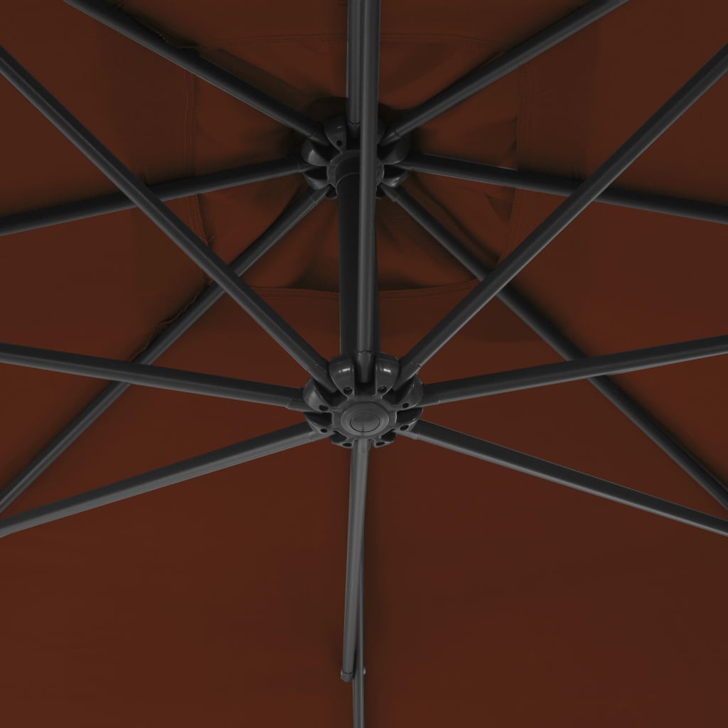 Guarda-sol jardim cantilever c/ poste aço 250x250 cm terracota