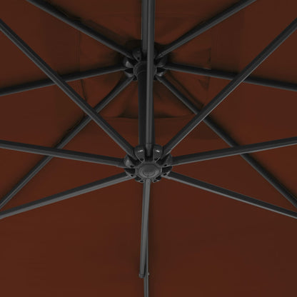 Guarda-sol jardim cantilever c/ poste aço 250x250 cm terracota