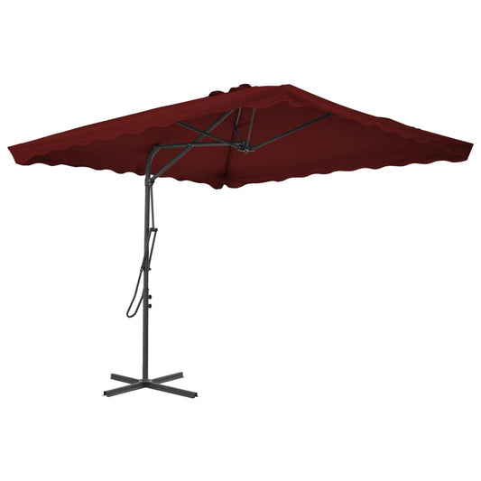 Guarda-sol de jardim com poste aço 250x250x230 cm bordô