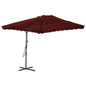 Guarda-sol de jardim com poste aço 250x250x230 cm bordô