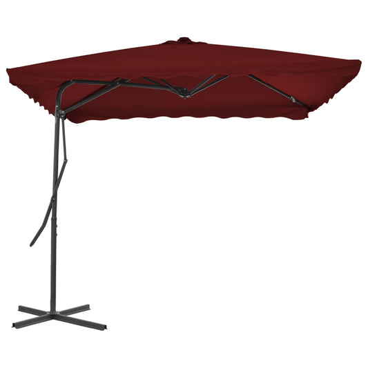 Guarda-sol de jardim com poste aço 250x250x230 cm bordô