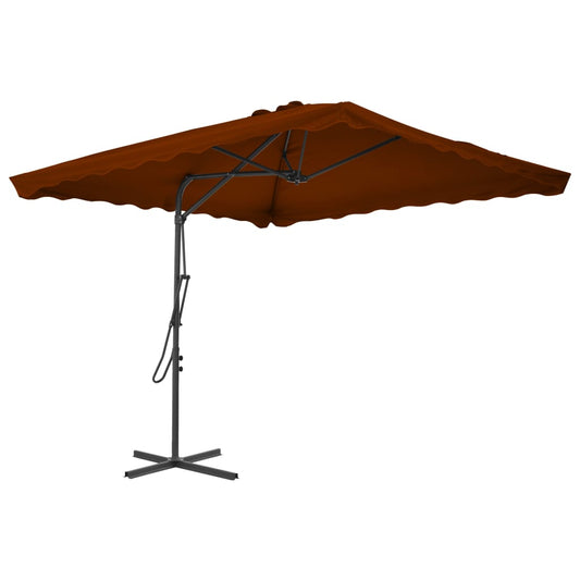 Guarda-sol de jardim c/ poste de aço 250x250x230 cm terracota