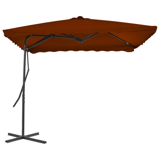 Guarda-sol de jardim c/ poste de aço 250x250x230 cm terracota