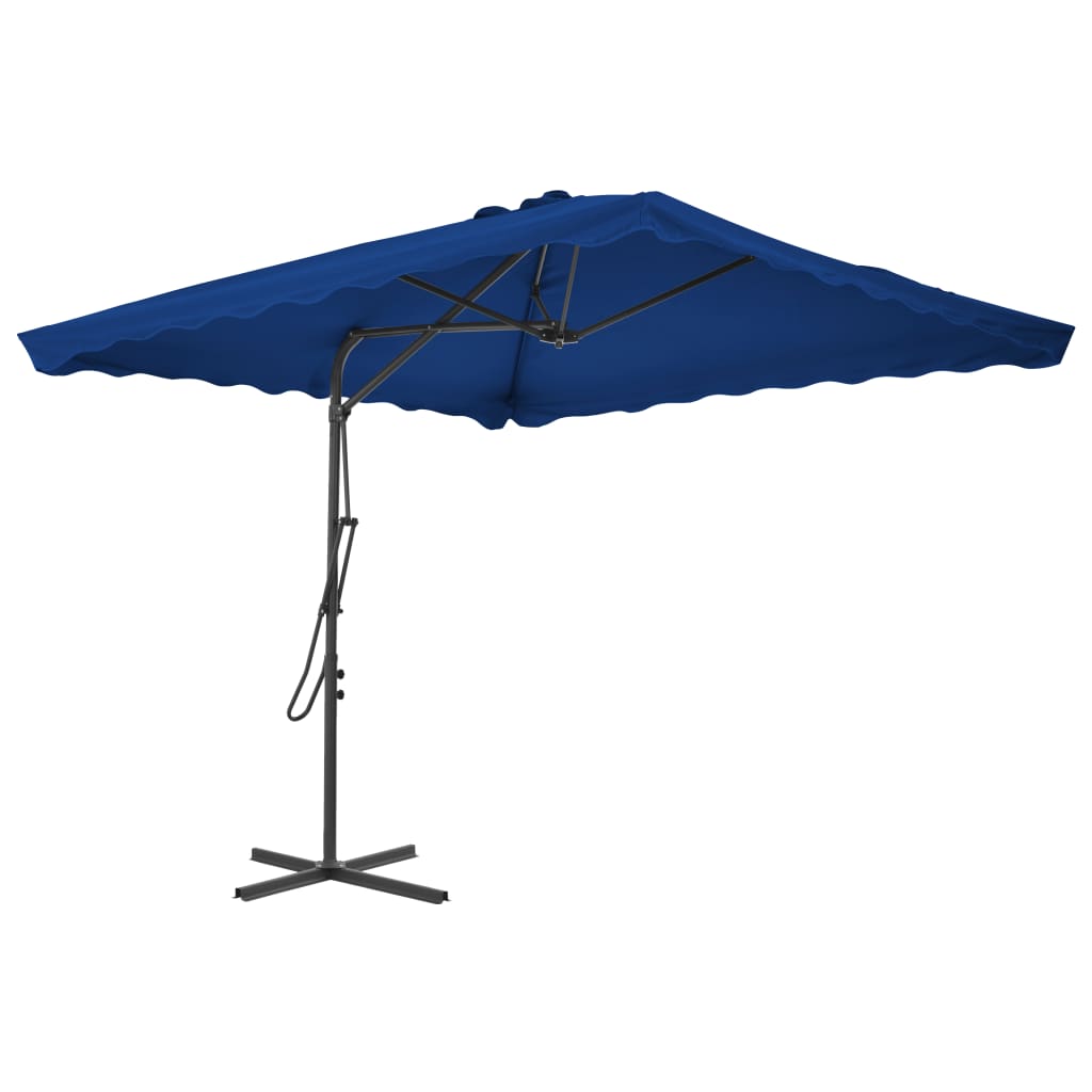 Guarda-sol de jardim com poste de aço 250x250x230 cm azul