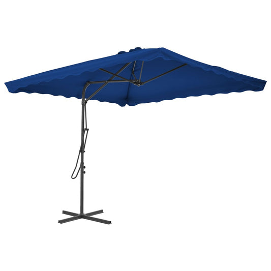 Guarda-sol de jardim com poste de aço 250x250x230 cm azul