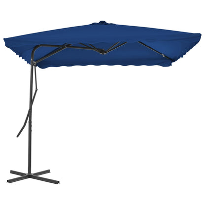 Guarda-sol de jardim com poste de aço 250x250x230 cm azul