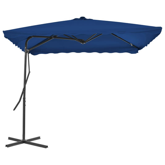 Guarda-sol de jardim com poste de aço 250x250x230 cm azul