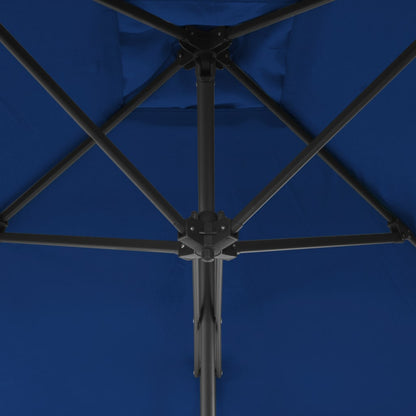 Guarda-sol de jardim com poste de aço 250x250x230 cm azul