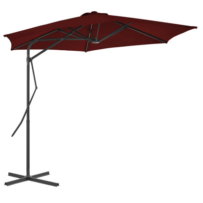 Guarda-sol de jardim com poste de aço 300x230 cm bordô