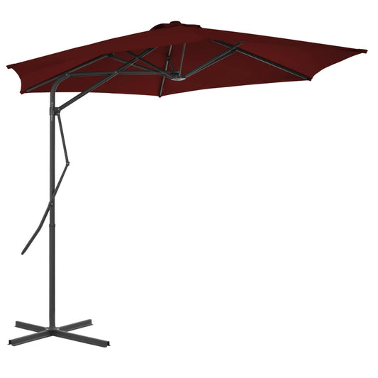 Guarda-sol de jardim com poste de aço 300x230 cm bordô