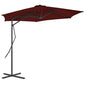 Guarda-sol de jardim com poste de aço 300x230 cm bordô