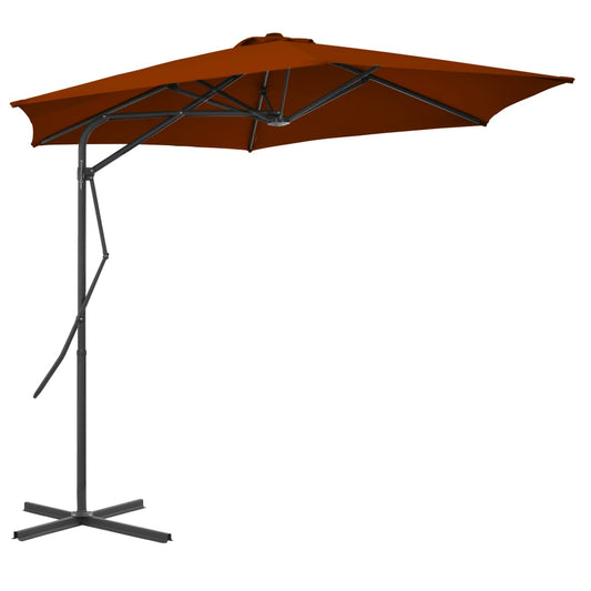 Guarda-sol de jardim com poste de aço 300x230 cm terracota