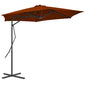 Guarda-sol de jardim com poste de aço 300x230 cm terracota