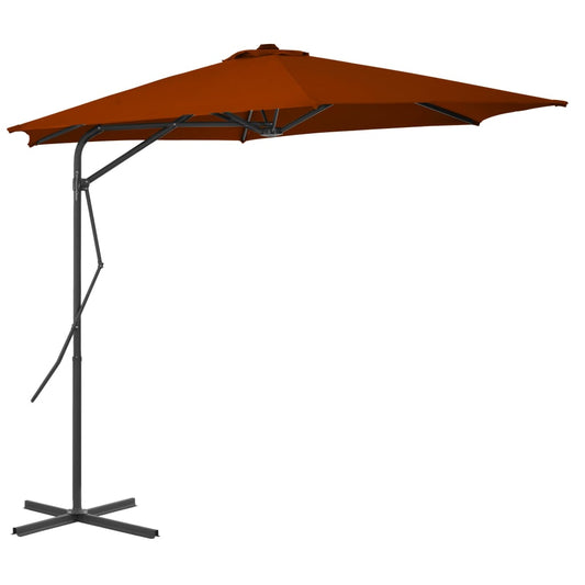 Guarda-sol de jardim com poste de aço 300x230 cm terracota