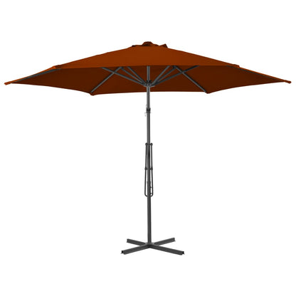 Guarda-sol de jardim com poste de aço 300x230 cm terracota