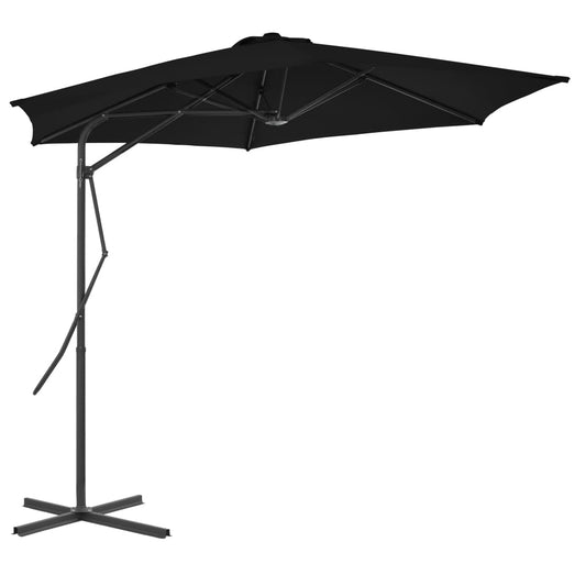 Guarda-sol de jardim com poste de aço 300x230 cm preto