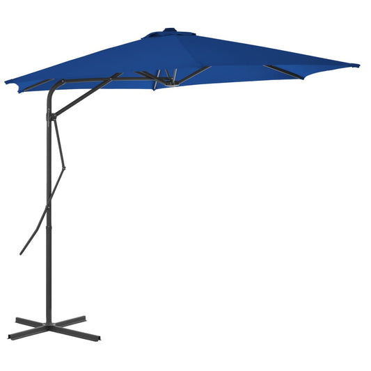 Guarda-sol de jardim com poste de aço 300x230 cm azul