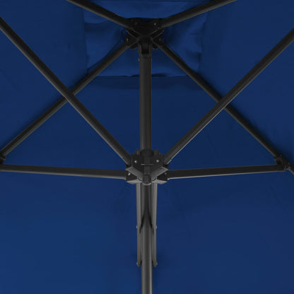 Guarda-sol de jardim com poste de aço 300x230 cm azul