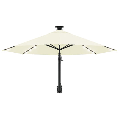 Guarda-sol para jardim de parede c/ luzes LED 300 cm areia