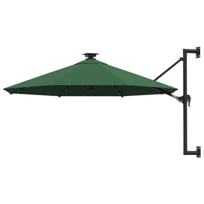 Guarda-sol para jardim de parede com luzes LED 300 cm verde