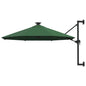 Guarda-sol para jardim de parede com luzes LED 300 cm verde