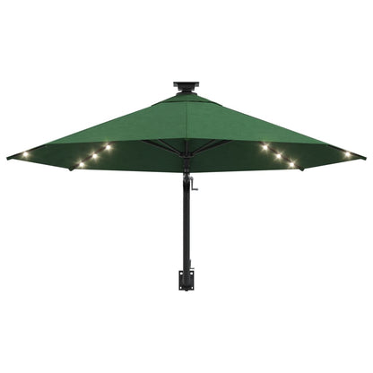 Guarda-sol para jardim de parede com luzes LED 300 cm verde