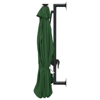 Guarda-sol para jardim de parede com luzes LED 300 cm verde