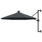 Guarda-sol para jardim de parede c/ luzes LED 300 cm antracite