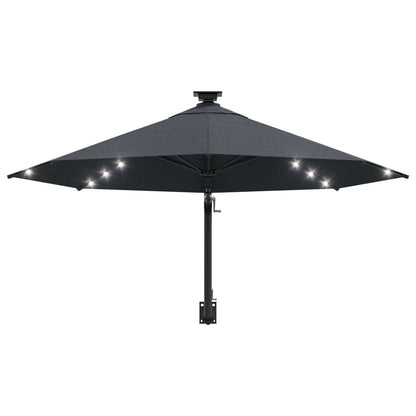 Guarda-sol para jardim de parede c/ luzes LED 300 cm antracite