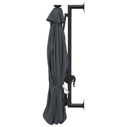 Guarda-sol para jardim de parede c/ luzes LED 300 cm antracite