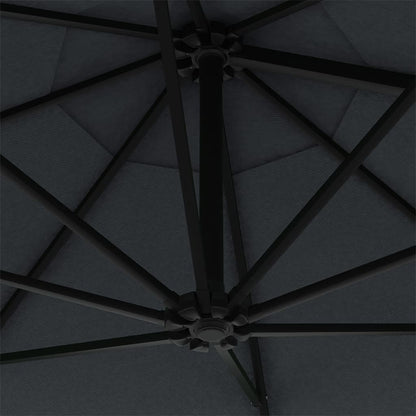 Guarda-sol para jardim de parede c/ luzes LED 300 cm antracite