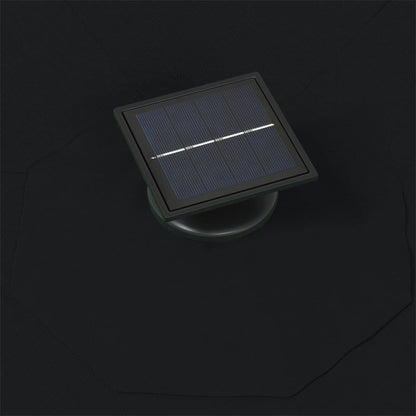 Guarda-sol para jardim de parede com luzes LED 300 cm preto