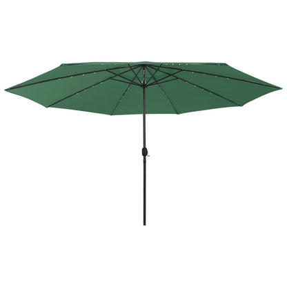 Guarda-sol de jardim com luzes LED 400 cm verde
