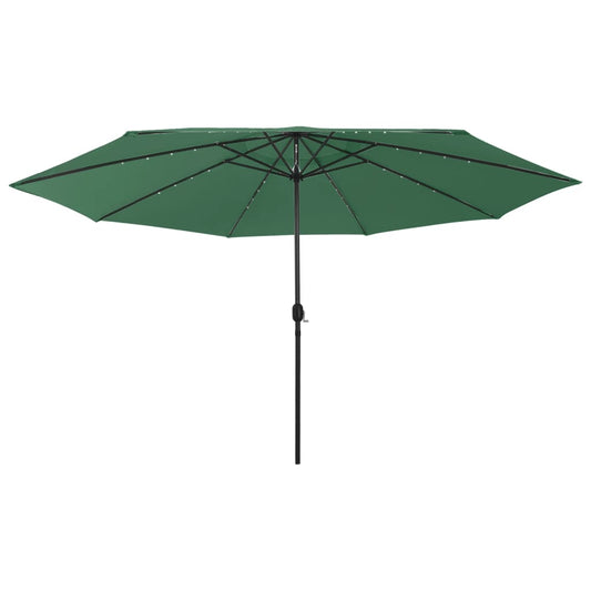Guarda-sol de jardim com luzes LED 400 cm verde