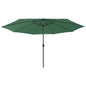 Guarda-sol de jardim com luzes LED 400 cm verde