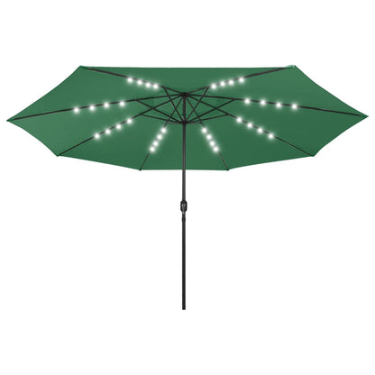 Guarda-sol de jardim com luzes LED 400 cm verde