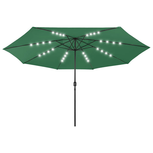 Guarda-sol de jardim com luzes LED 400 cm verde