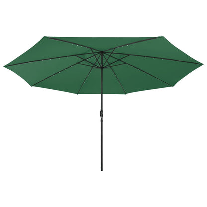 Guarda-sol de jardim com luzes LED 400 cm verde