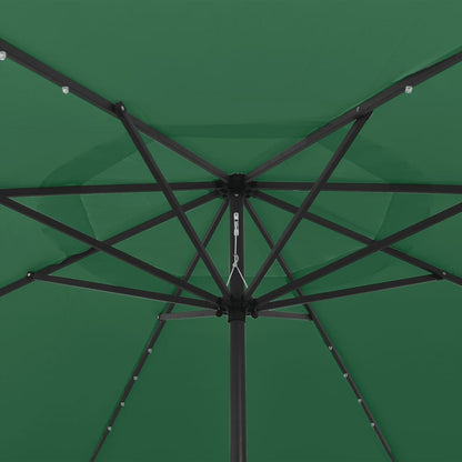 Guarda-sol de jardim com luzes LED 400 cm verde