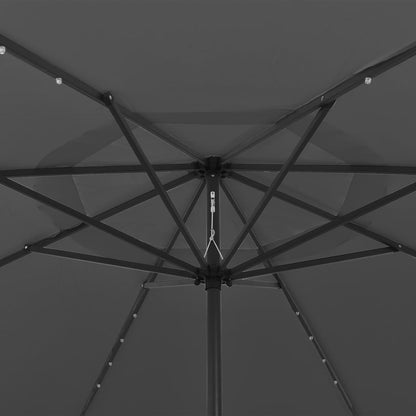 Guarda-sol de jardim com luzes LED 400 cm antracite