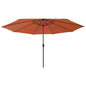 Guarda-sol de jardim com luzes LED 400 cm terracota