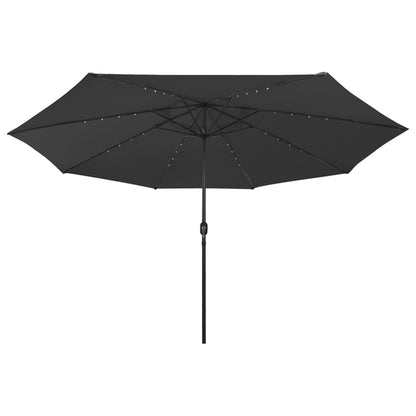 Guarda-sol de jardim com luzes LED 400 cm preto