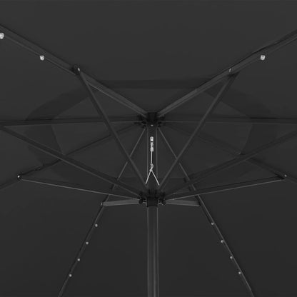 Guarda-sol de jardim com luzes LED 400 cm preto