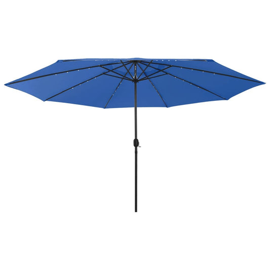 Guarda-sol de jardim com luzes LED 400 cm azul-ciano