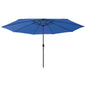 Guarda-sol de jardim com luzes LED 400 cm azul-ciano